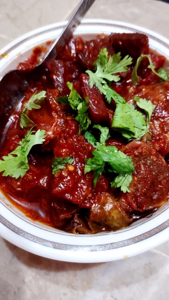 Chukandar Ghost (Mutton beetroot curry)